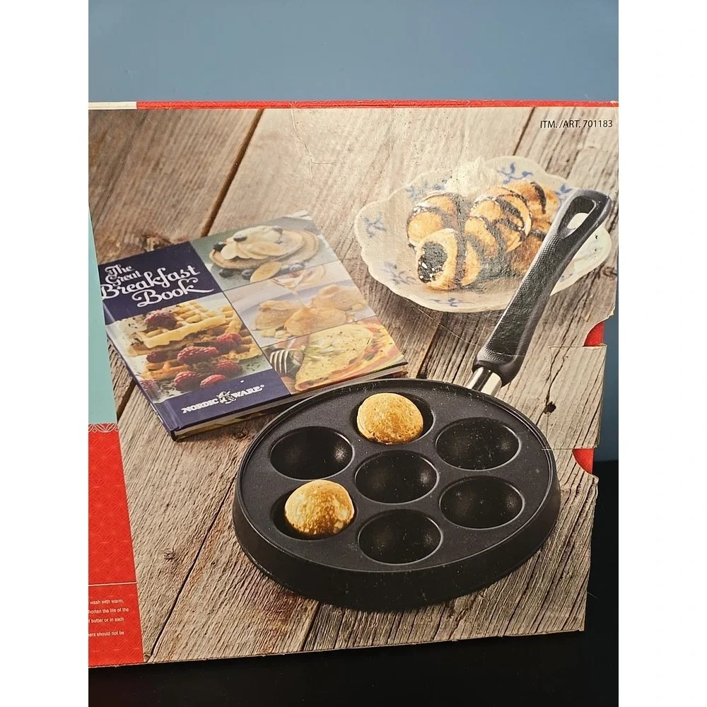 NEW Nordic Ware Filled Pancake Pan Ebelskiver Cast Aluminum Make Filled‎ Pancake